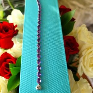 14k white gold real amethyst bracelet